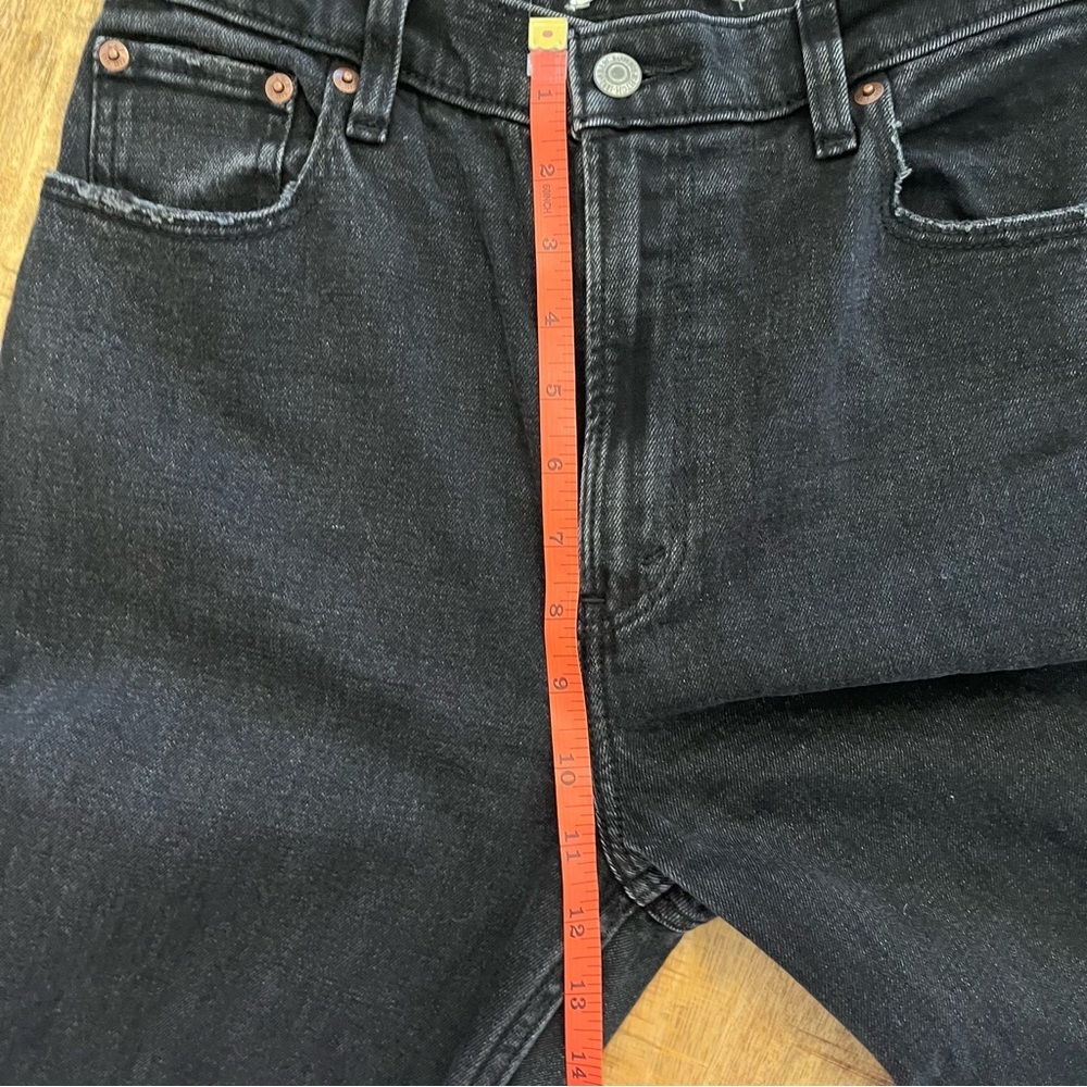 Abercrombie & Fitch Ankle Straight Jeans 27 4 Ultra High Rise Black Distressed - Picture 12 of 14